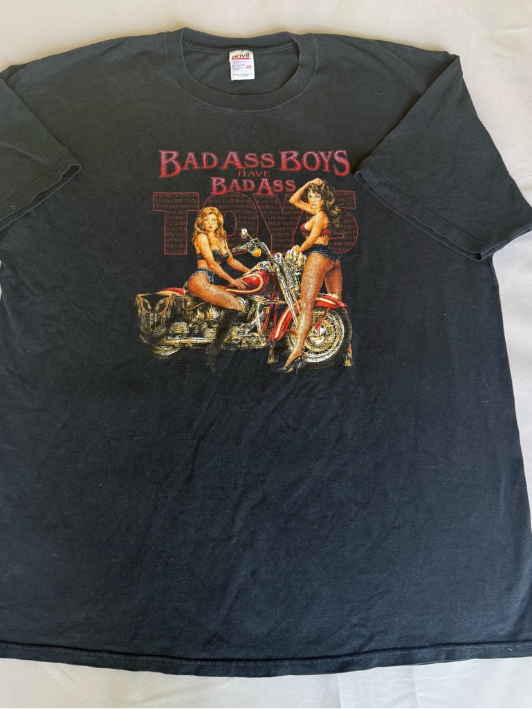 Vintage Anvil Brand Bad Ass Boys Have Bad Ass Toys Motorcycle Tshirt